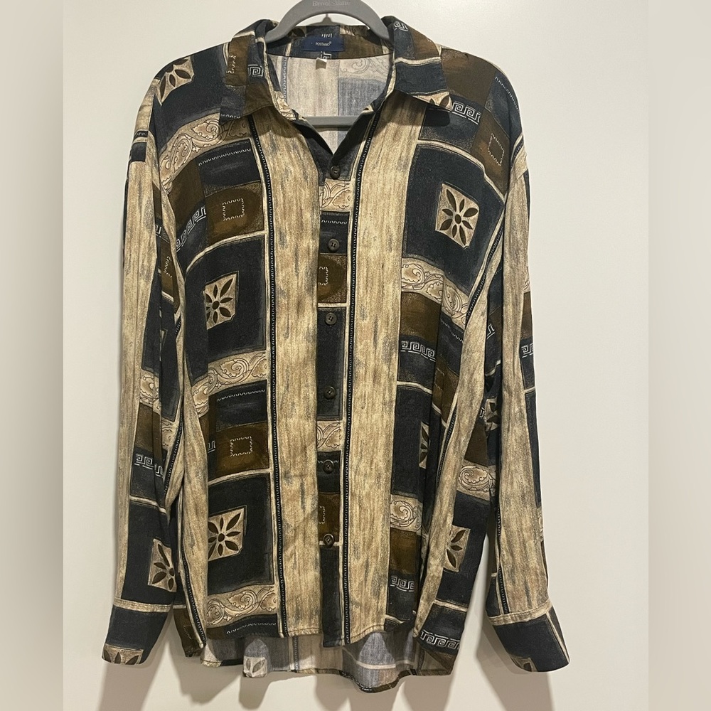 Men’s VTG Positano Button Down Long sleeve Shirt Size Medium